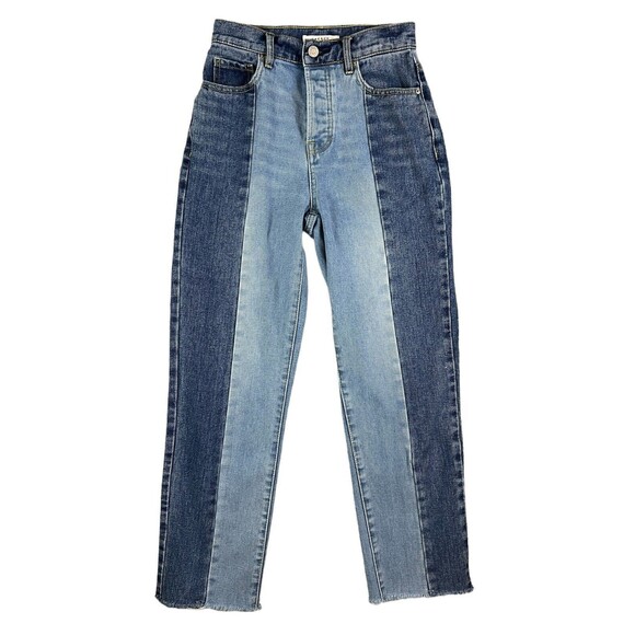 PacSun Jeans Women's Size 23 Button-Fly High Rise Straight Crop 2-Tone Denim - Picture 2 of 15